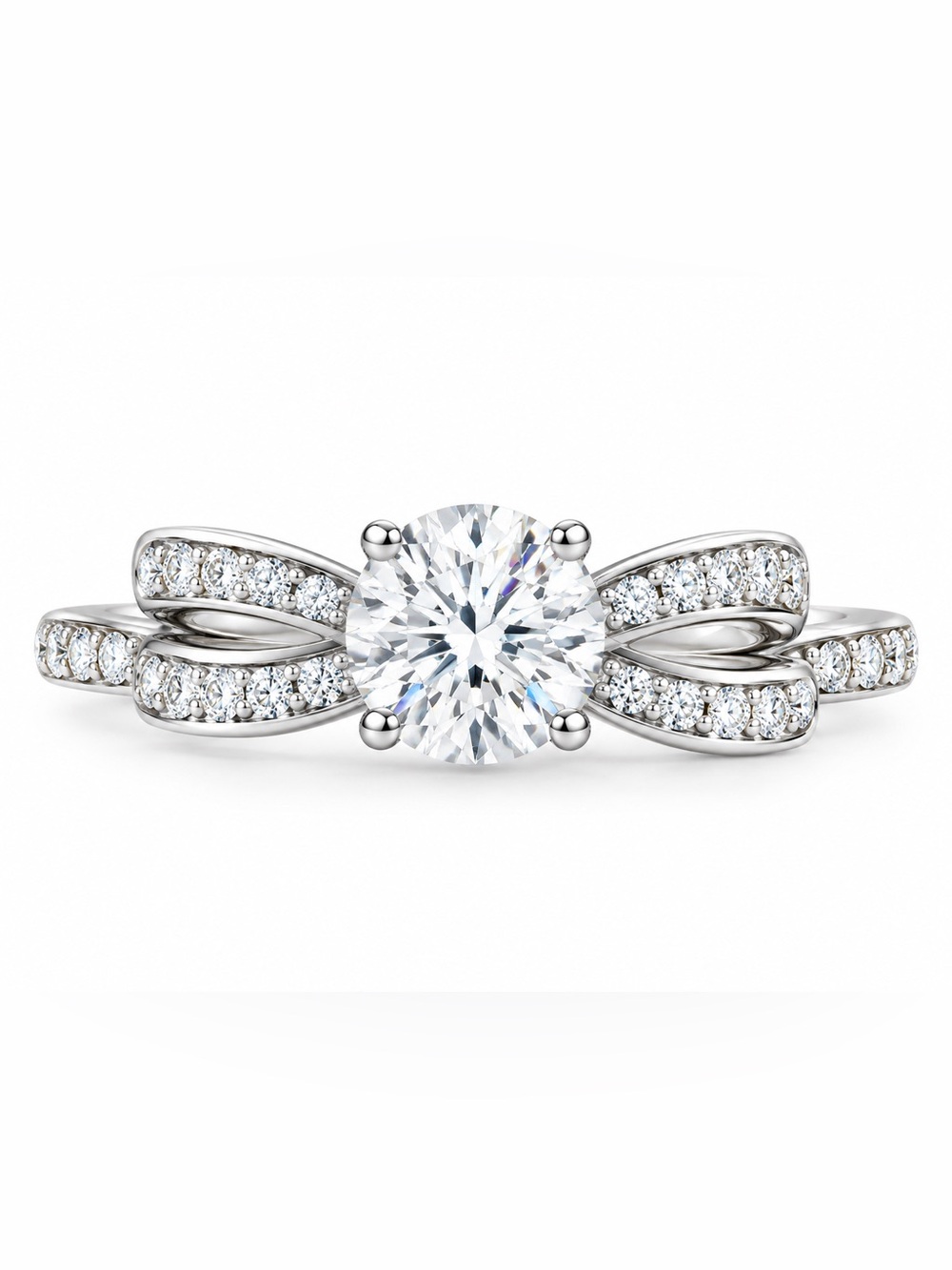 Moissanite Diamond bow ring size 7